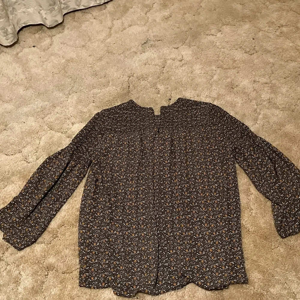 Michael Kors Black and Gold Floral Blouse